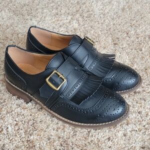 Pink Martini Black Loafers with Buckle Detail